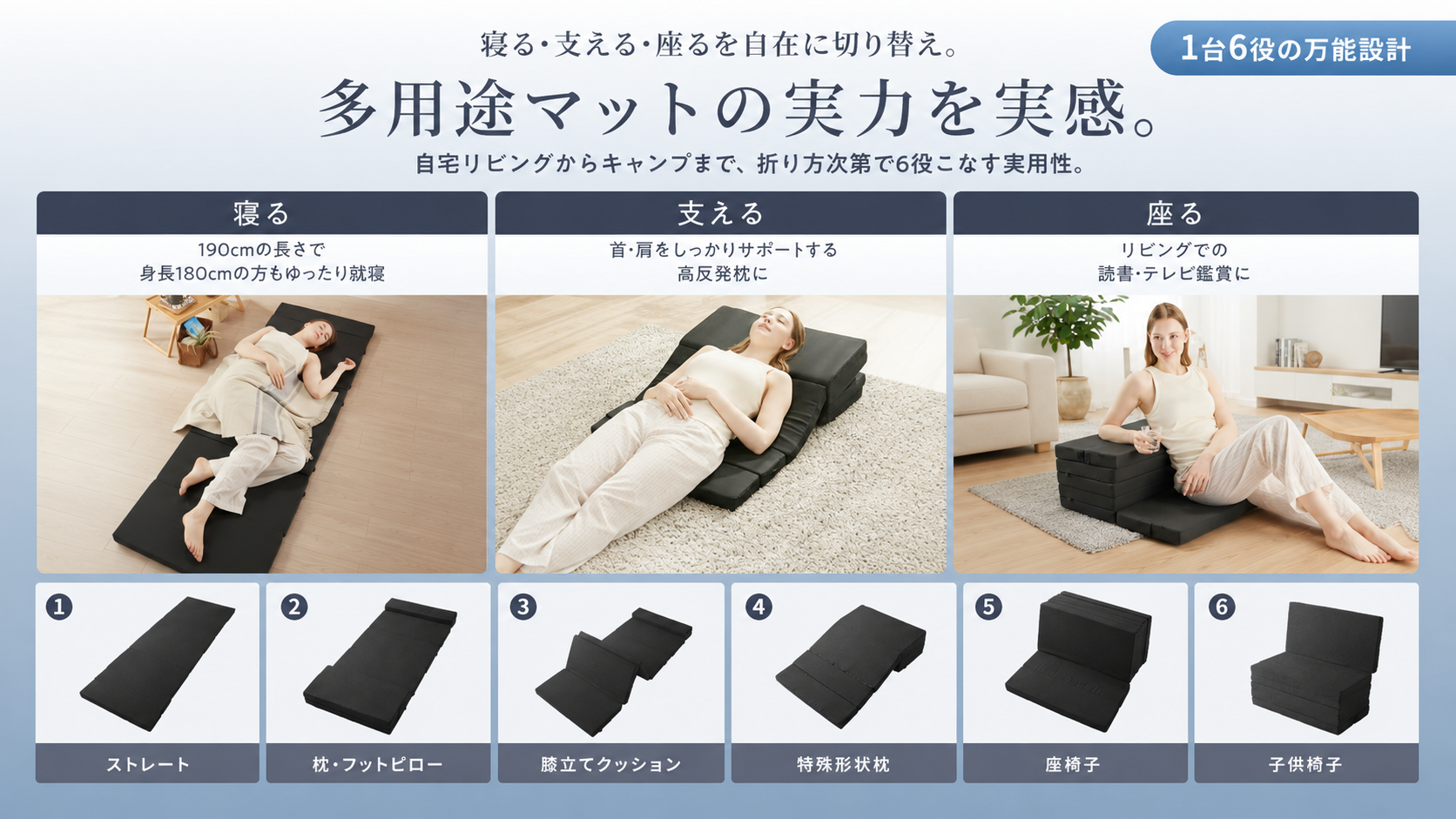 1台6役の万能7つ折り設計